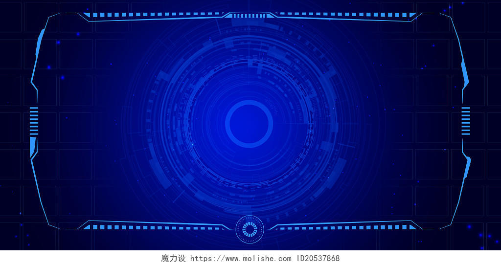 深蓝色科技感圆圈科技边框展板背景科技边框背景